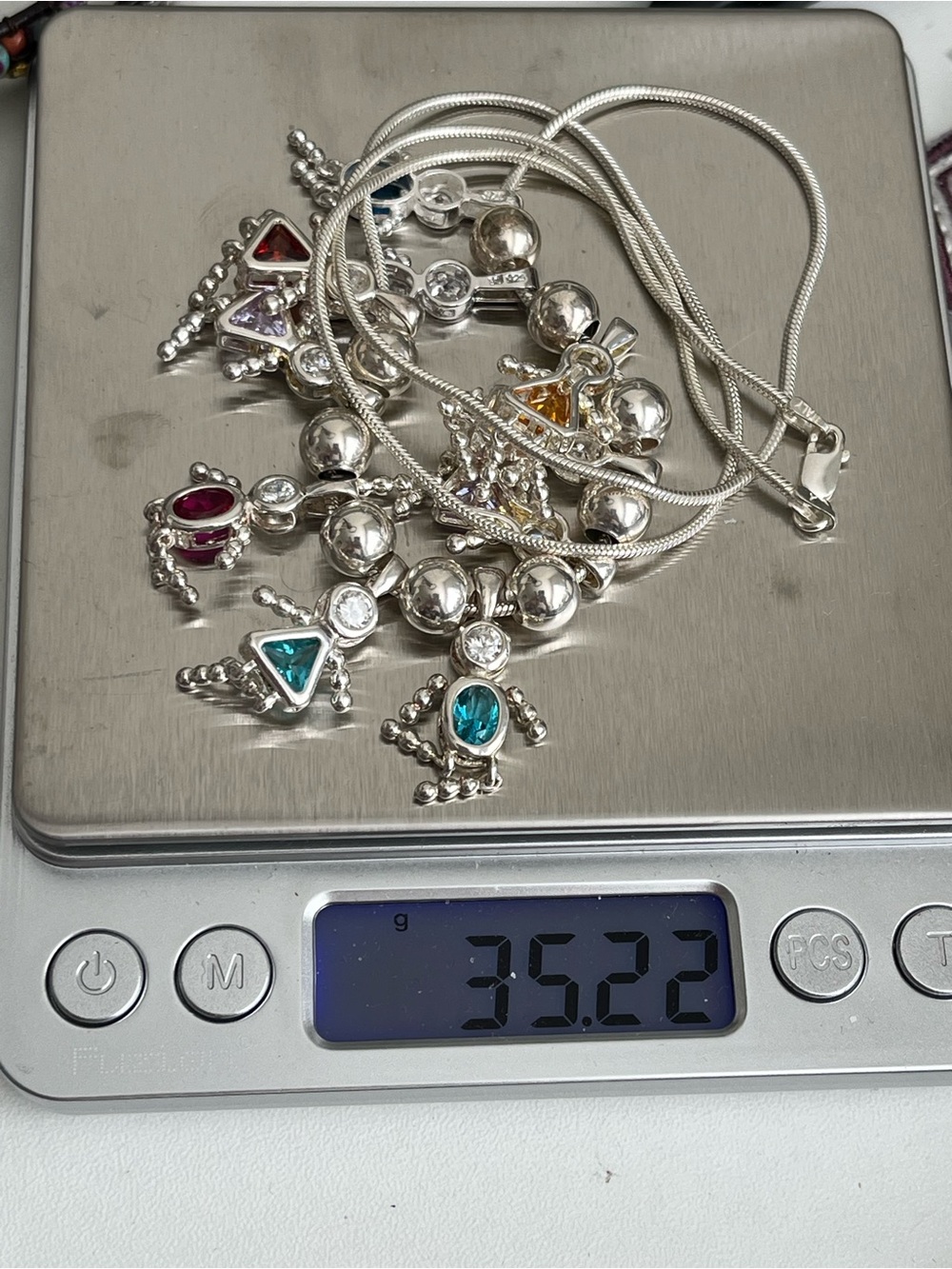 Solid Sterling silver necklace CZ children pendant necklace 24” - Picture 6 of 7